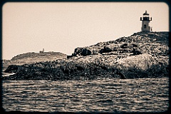 Pond Island Light with Seguin Island Light Behind - Sepia Tone